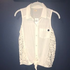 Sleeveless Button-Up Chiffon Tank